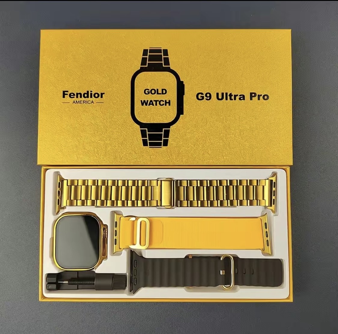 G9 Ultra Pro Series 8 Smart Watch Fendior American Gold Edition With 3 Extra Strap | Always On Display
