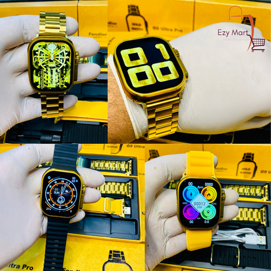 G9 Ultra Pro Series 8 Smart Watch Fendior American Gold Edition With 3 Extra Strap | Always On Display