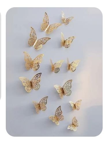 3d Golden Butterfly Wall Decoration Stickers – 12 Pcs