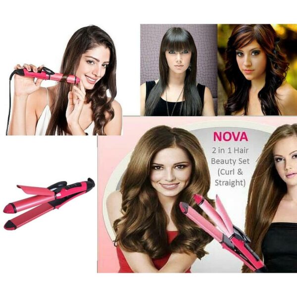 Nova 2 In 1 Heavy Duty Hair Straightener And Hair Curler